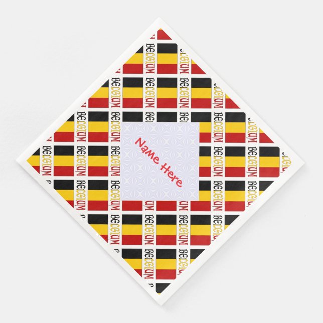 Personalised Belgium Flag Party Napkins (Corner)