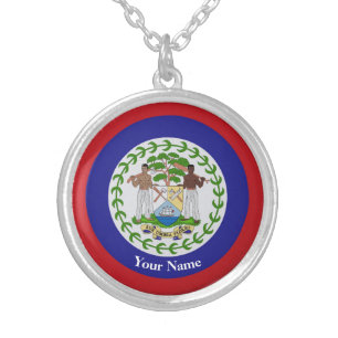 Personalised Belise Flag Necklace, Silver Plated Silver Plated Necklace