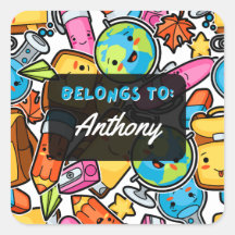 Personalised BELONGS TO Kawaii School Sticker