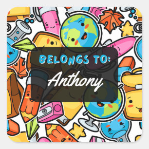 Personalised BELONGS TO Kawaii School Sticker