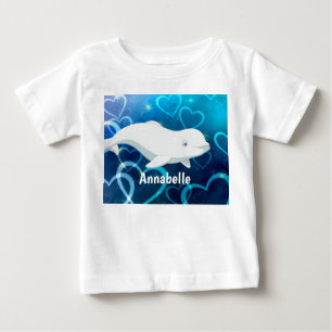Personalised Beluga Whale and Blue Hearts Arctic Baby T-Shirt