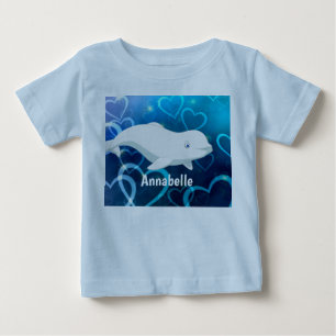 Personalised Beluga Whale and Blue Hearts Arctic Baby T-Shirt