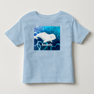 Personalised Beluga Whale and Blue Hearts Arctic Toddler T-Shirt