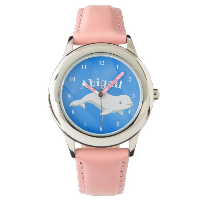 Personalised Beluga Whale Blue, White Arctic Ocean Watch (Front)