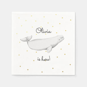 Personalised Beluga Whale New Baby Shower  Napkin