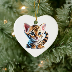 Personalised Bengal Kitten Ceramic Tree Decoration