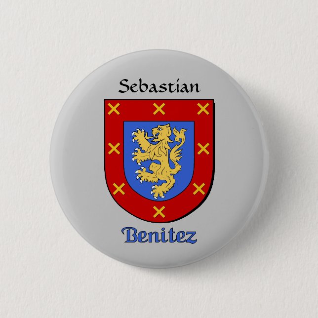 Personalised Benitez Historical Shield 6 Cm Round Badge (Front)