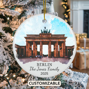 Personalised Berlin Ornament, Germany Ceramic Tree Decoration