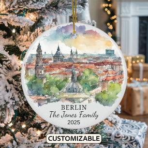 Personalised Berlin Ornament, Germany Gift Ceramic Tree Decoration