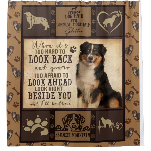 Personalised Bermese Mountain Dog Blanket Gift Shower Curtain (Front)