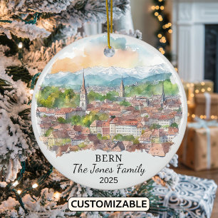 Personalised Bern Ornament, Switzerland Gift Ceramic Tree Decoration