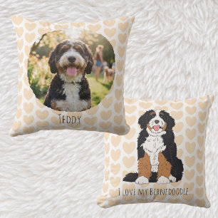 Personalised Bernedoodle Custom Photo Dog Mum Gift Cushion