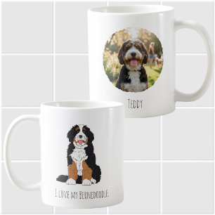 Personalised Bernedoodle Dog Mum Photo and Name Coffee Mug