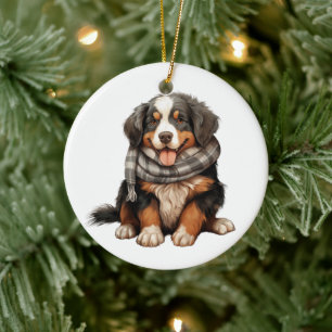 Personalised Bernese Mountain Dog Art Ceramic Tree Decoration
