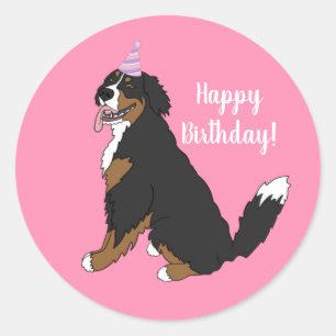 Personalised Bernese Mountain Dog Birthday   Classic Round Sticker