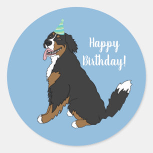 Personalised Bernese Mountain Dog Birthday  Classic Round Sticker