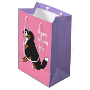 Personalised Bernese Mountain Dog Birthday  Medium Gift Bag