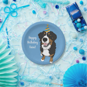 Personalised Bernese Mountain Dog Birthday Paper Plate