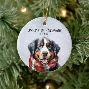 Personalised Bernese Mountain Dog Ceramic Tree Decoration