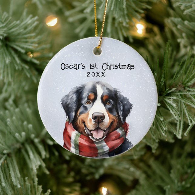 Personalised Bernese Mountain Dog Ceramic Tree Decoration (Tree)