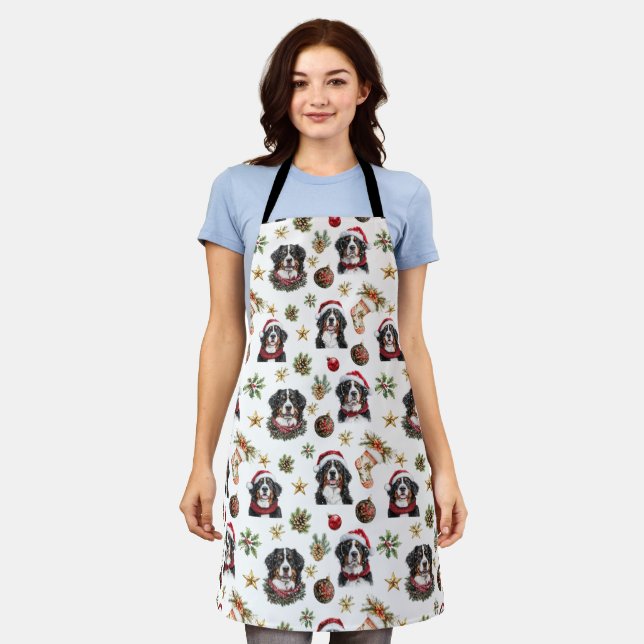 Personalised Bernese Mountain Dog Christmas  Apron (Worn)