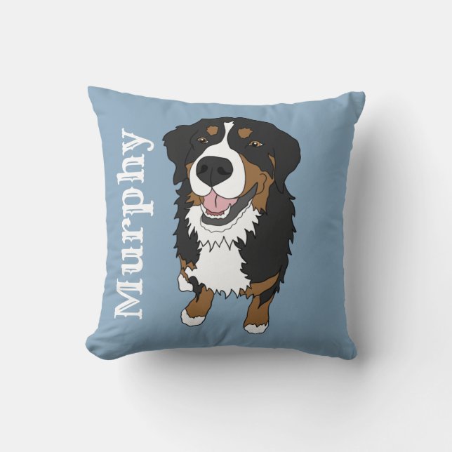 Personalised  Bernese Mountain Dog Cushion (Front)