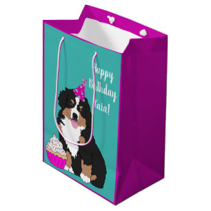 Personalised Bernese Mountain Dog Puppy Medium Gif Medium Gift Bag