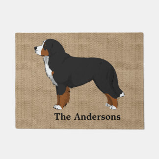 Personalised Bernese Mountain Dog Tan Burlap Doormat