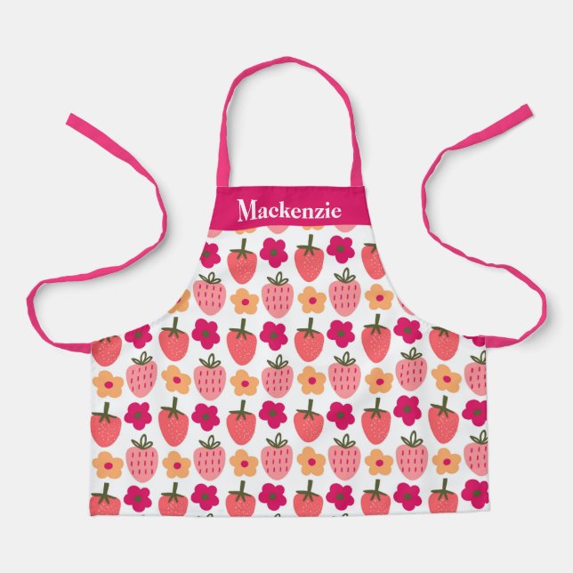 Personalised Berries & Flowers Sweet Kids Apron (Front)