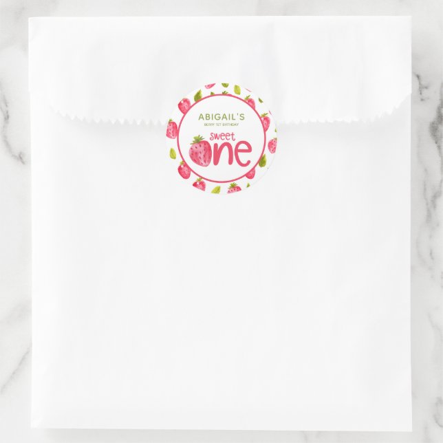 Personalised Berry First Birthday Classic Round Sticker (Bag)