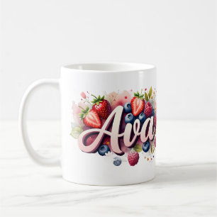 Personalised Berry Floral Name Mug – Ava