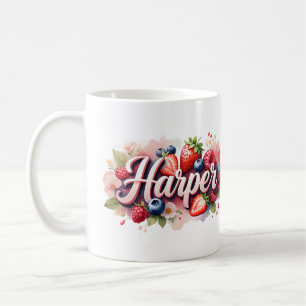 Personalised Berry Floral Name Mug – Harper