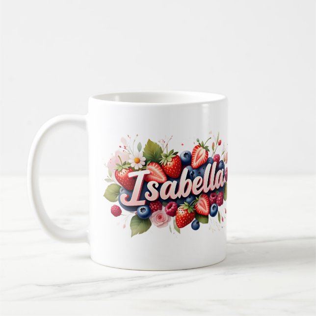 Personalised Berry Floral Name Mug – Isabella (Left)