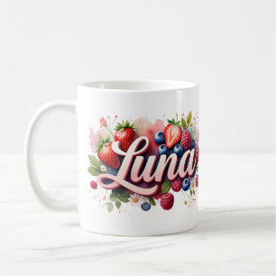 Personalised Berry Floral Name Mug – Luna