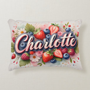 Personalised Berry Floral Name Pillow "Charlotte"