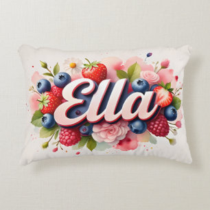 Personalised Berry Floral Name Pillow - Ella