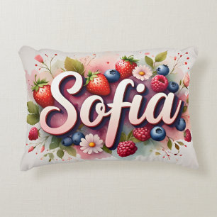 Personalised Berry Floral Name Pillow – "Sofia"