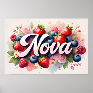 Personalised Berry Floral Name Poster "Nova"