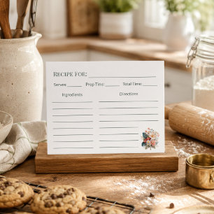 Personalised Berry Floral Recipe Card