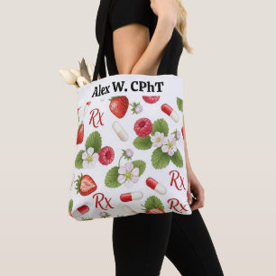 Personalised Berry,Flower RX Symbol Pharmacy Tote