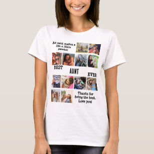 Personalised Best Aunt Ever 12 Photo Collage T-Shirt