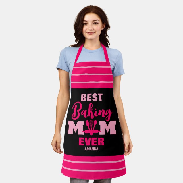 Personalised Best Baking Mum Ever Mother's Day Apron (Worn)
