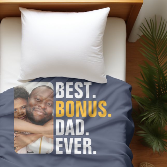 Personalised Best Bonus Dad Ever Stepfather Fleece Blanket (Personalized Best Bonus Dad Ever Stepfather Fleece Blankets from Ricaso. Stepdad Father's Day gifts)