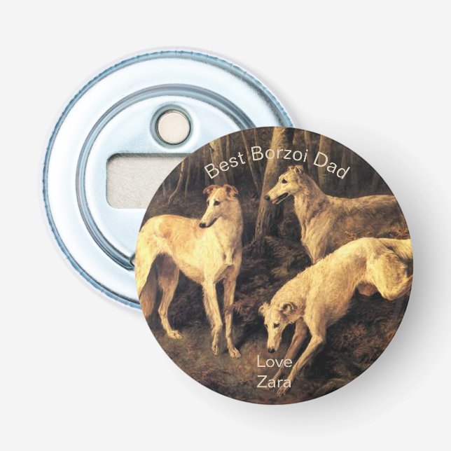 Personalised Best Borzoi Dad Bottle Opener (Front)
