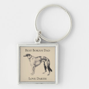 Personalised Best Borzoi Dad Key Ring