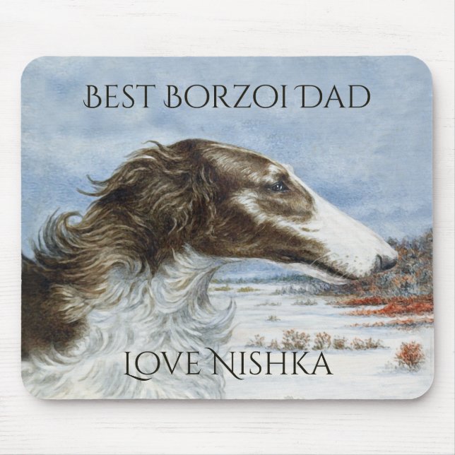 Personalised Best Borzoi Dad Mouse Mat (Front)