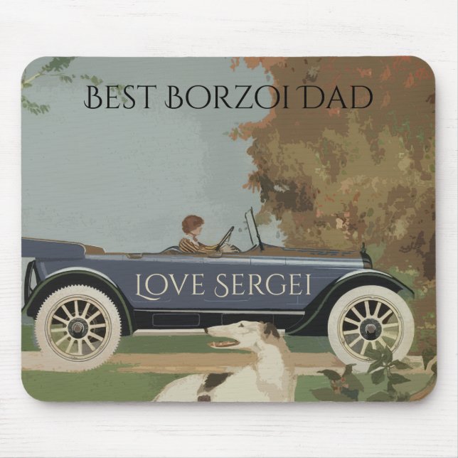 Personalised Best Borzoi Dad Mouse Mat (Front)