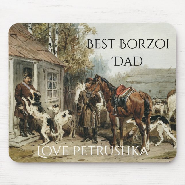 Personalised Best Borzoi Dad Mouse Mat (Front)