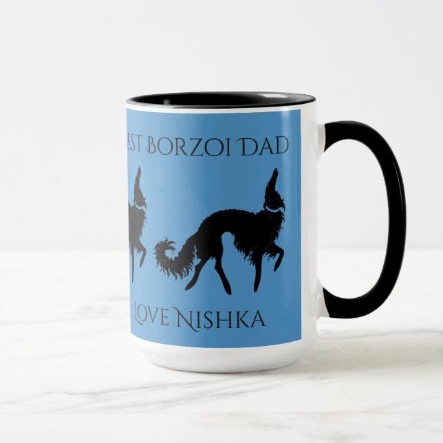 Personalised Best Borzoi Dad Mug (Right)