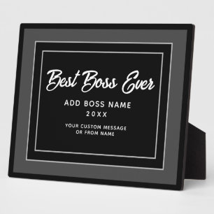Personalised Best Boss Black White Script Plaque